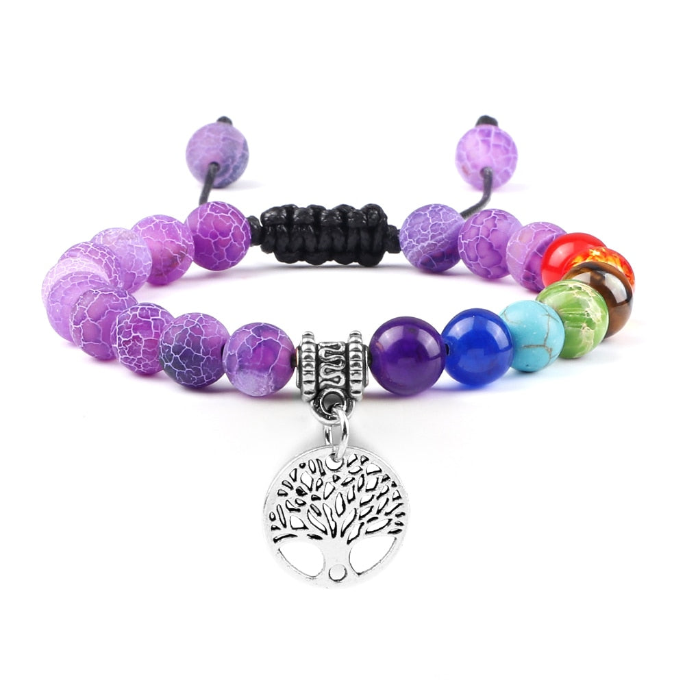 7 Chakra Life Tree Bracelets with Natural Stone