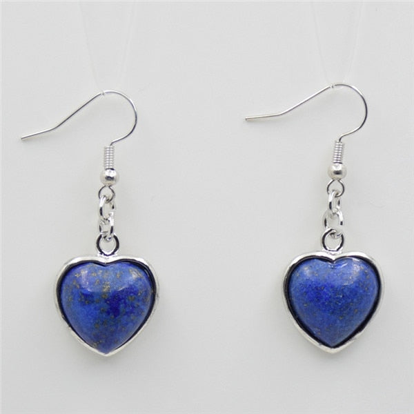 Heart Pendant  Earring with Natural Stone